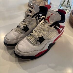 Air Jordan 4 White and Red Sneakers